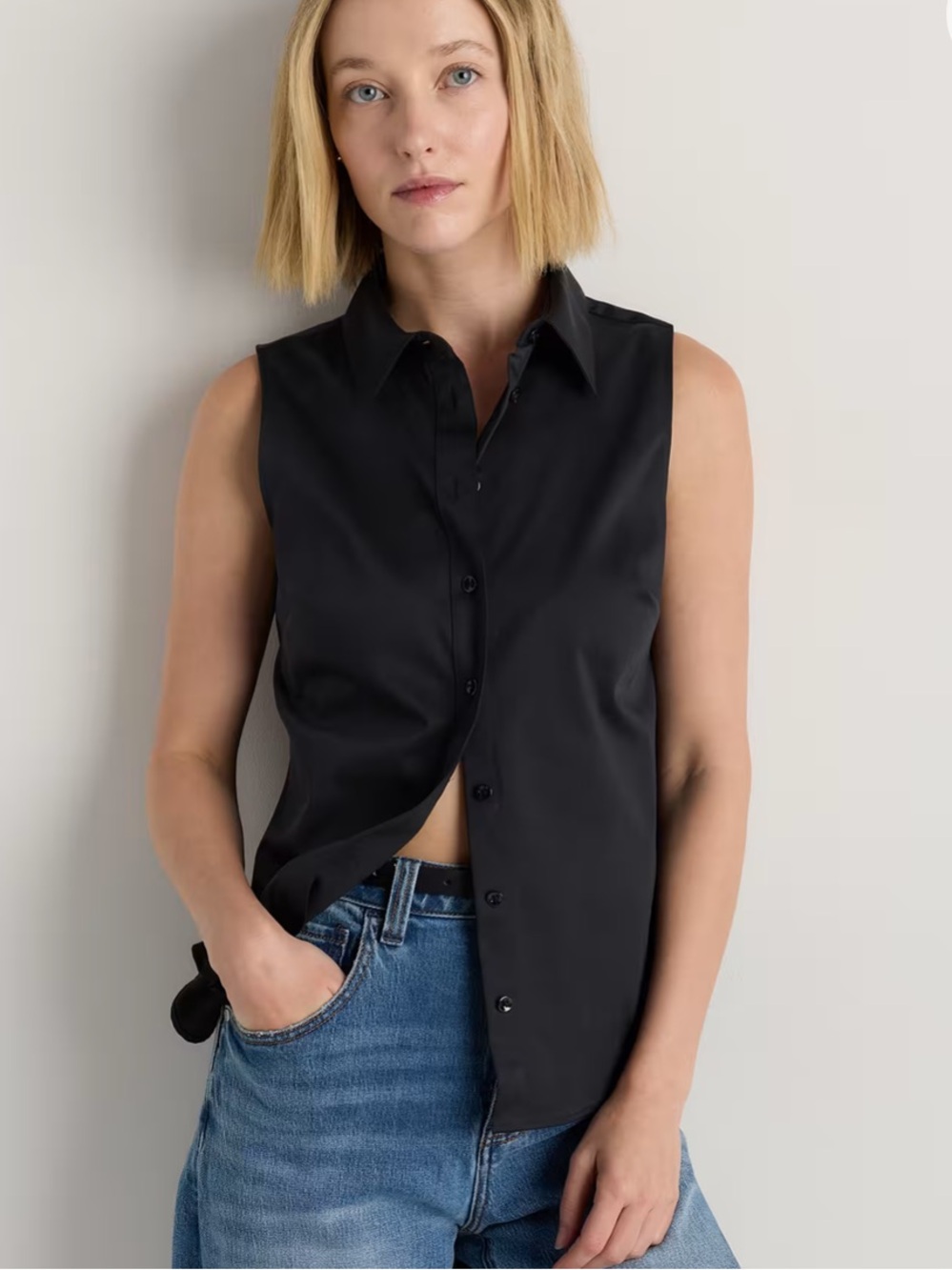 Talbots Women’s X Sleeveless Button-Front Shirt - Black